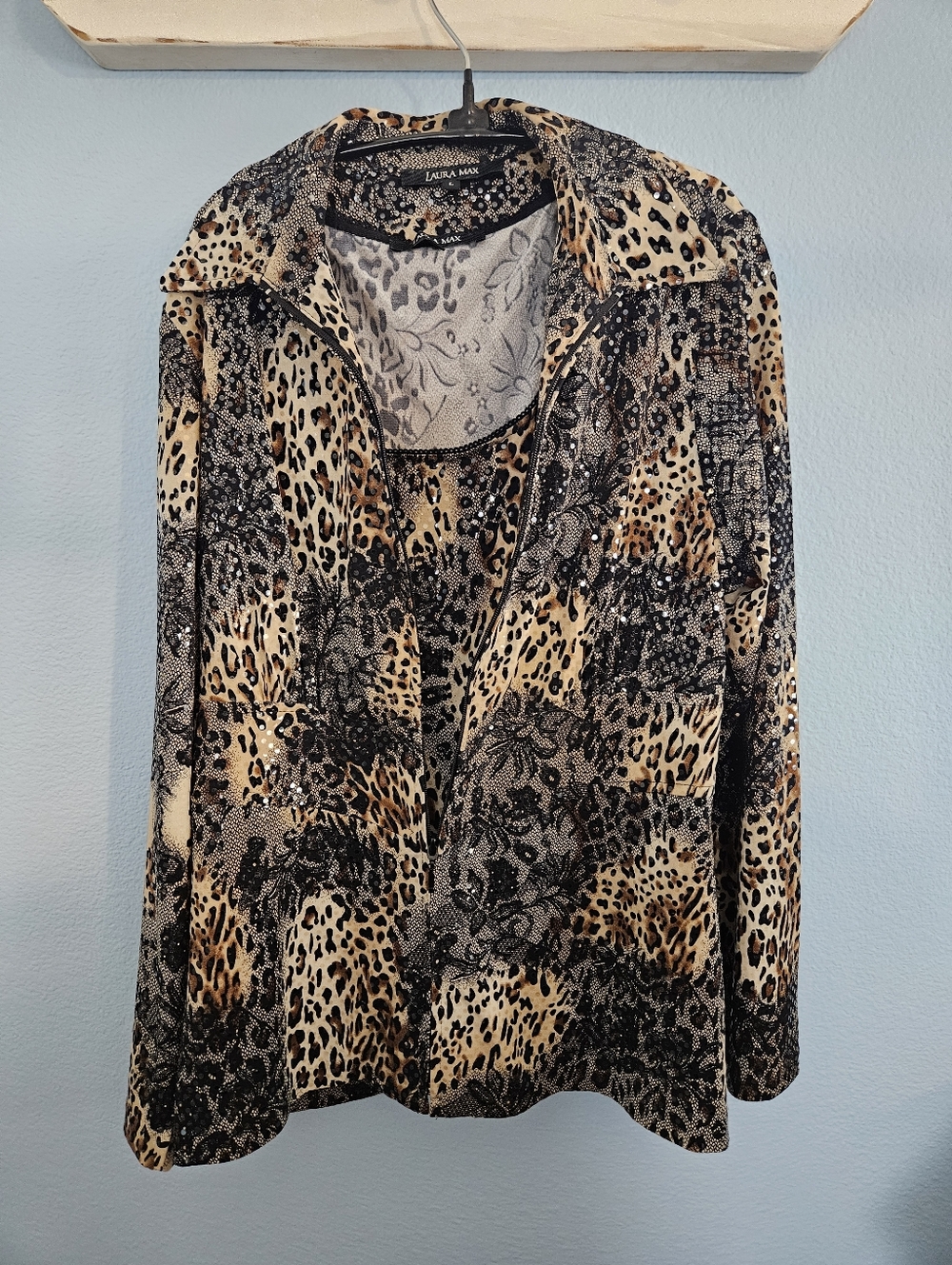 Laura Max Leopard & Paisley Mixed Jacket And Tank Set